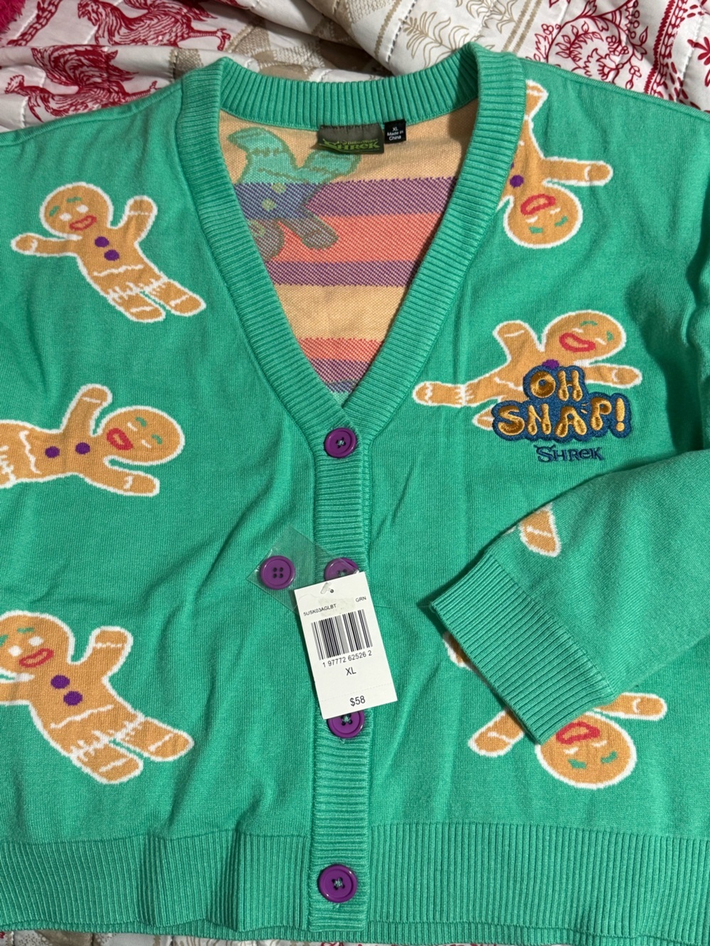 Green Gingerbread Button-Front Cardigan Sweater - Picture 5 of 6